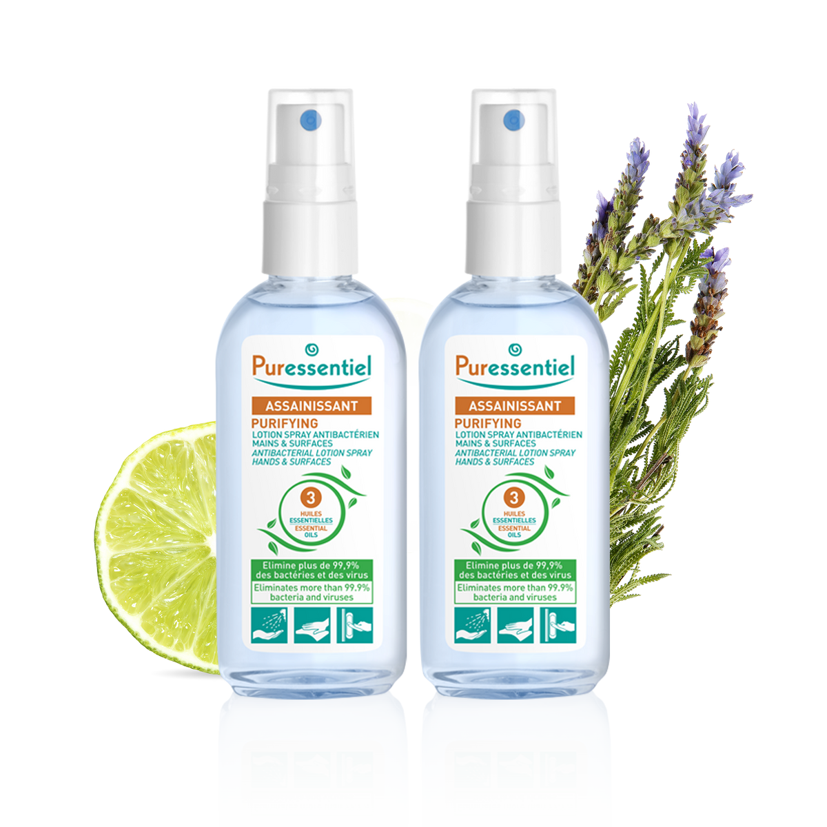 Duo Lotion Spray Antibactérien Assainissant 80 ml